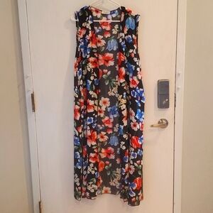 Frumos Black Floral Duster Kimono Plus 3XL